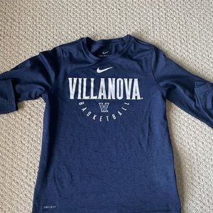 Youth Nike Villanova Basketball dri-fit long sleeve tee shirt.